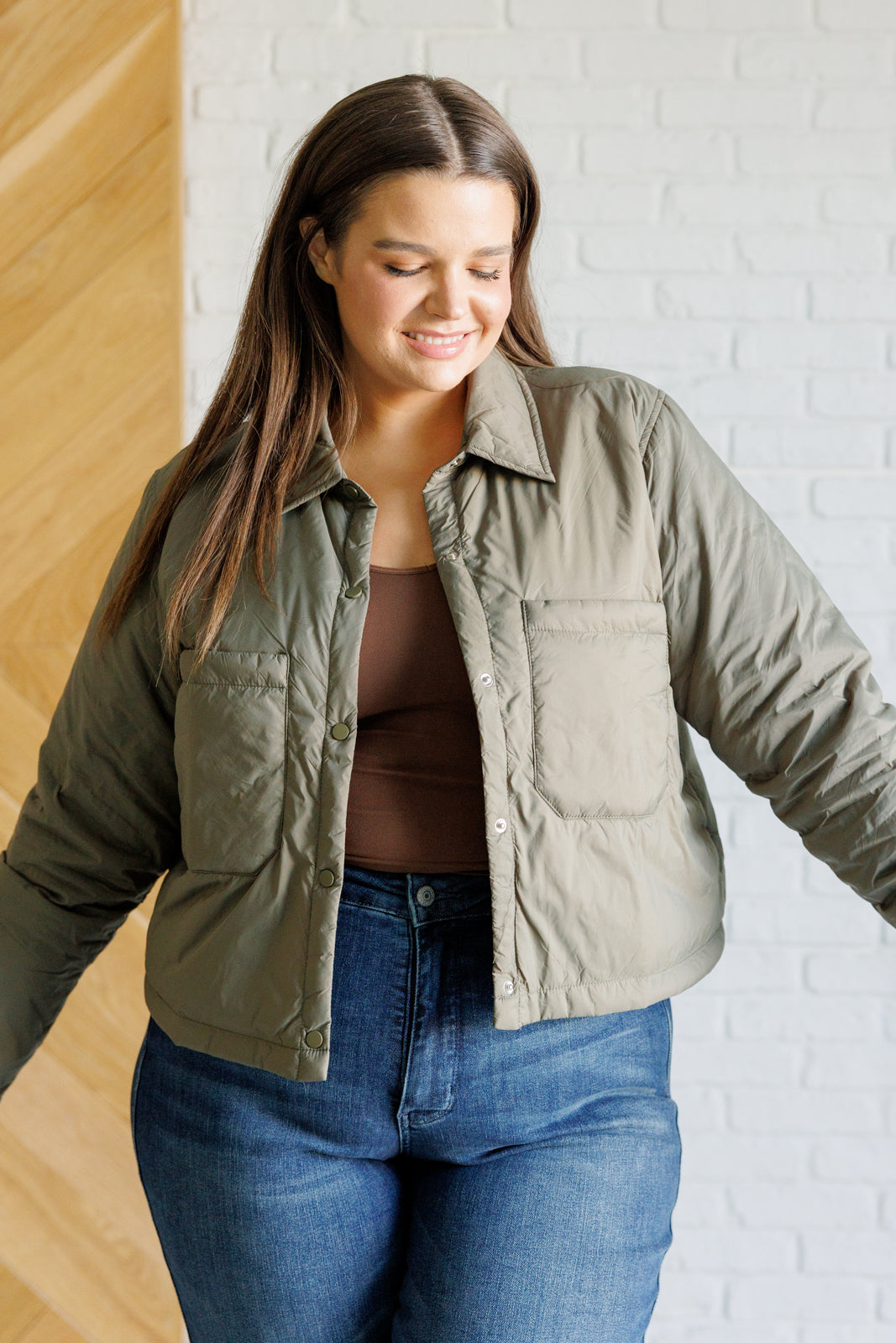 Hear Me Out Lightweight Puffer Jacket | Olive