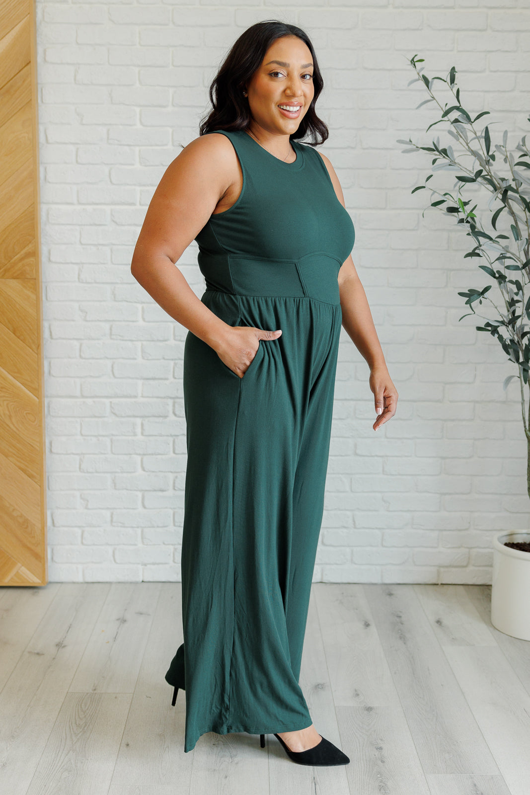 Hilary Wide Leg Jumpsuit | Green