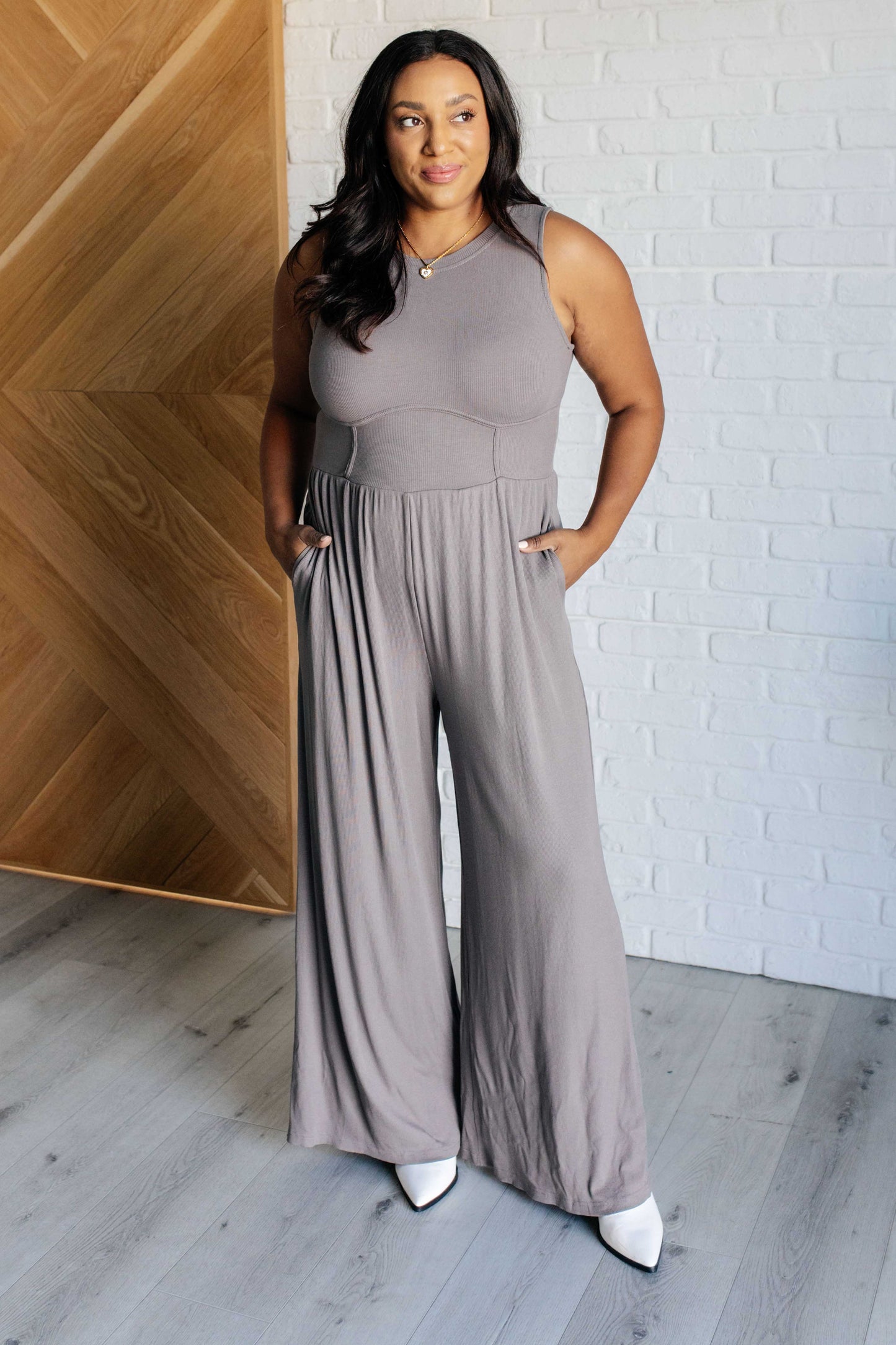 Hilary Wide Leg Jumpsuit | Grey