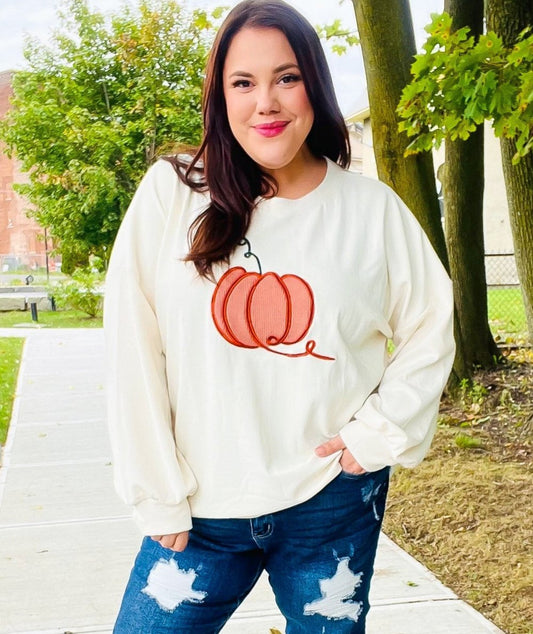 Halloween Embroidered Pumpkin Sweater