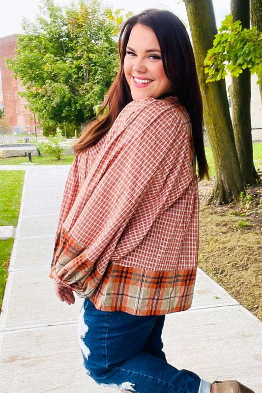 Under Your Spell Plaid Top