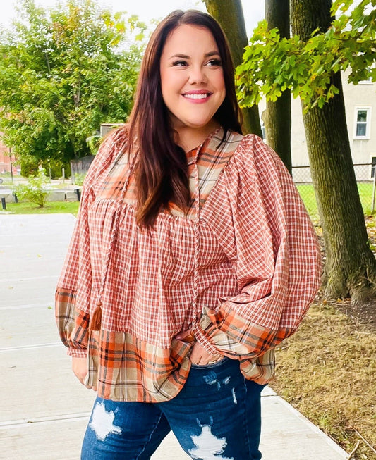 Under Your Spell Plaid Top