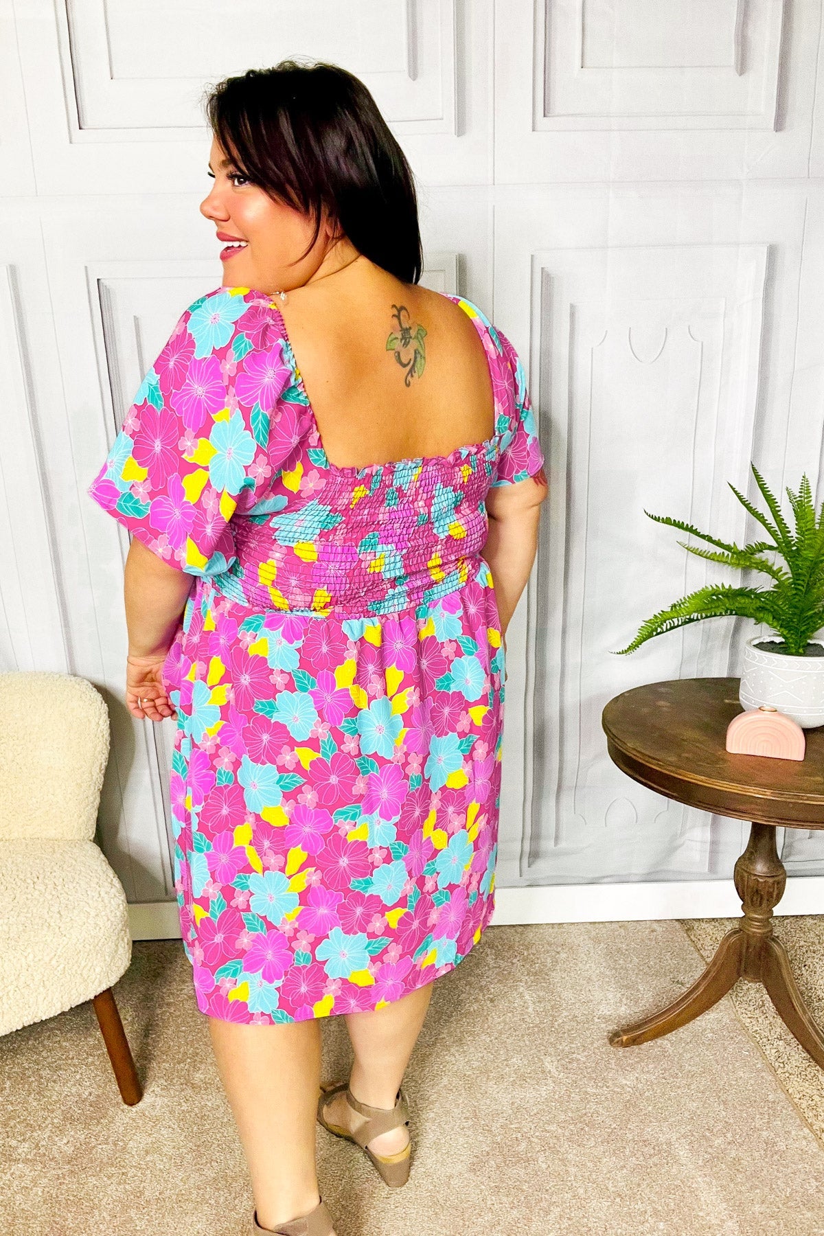 Vacay Vibes Floral Fit & Flare Smocked Dress