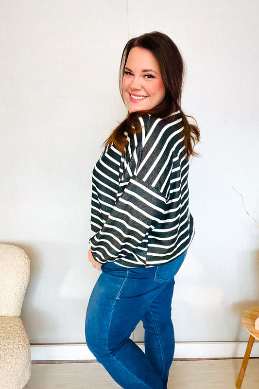 Look Striking Striped Dolman Pullover