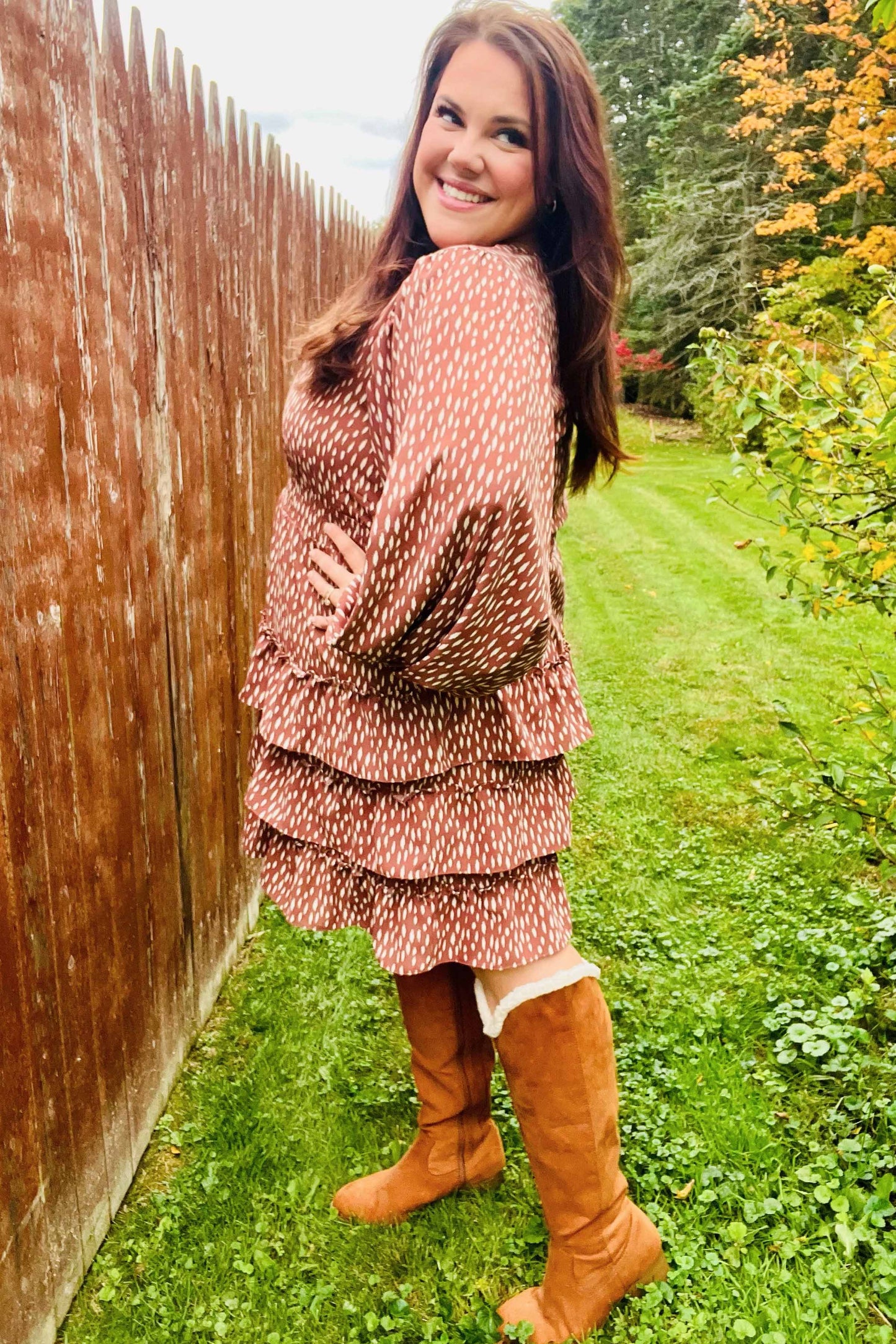 Feminine Flair Terracotta Leopard Dress