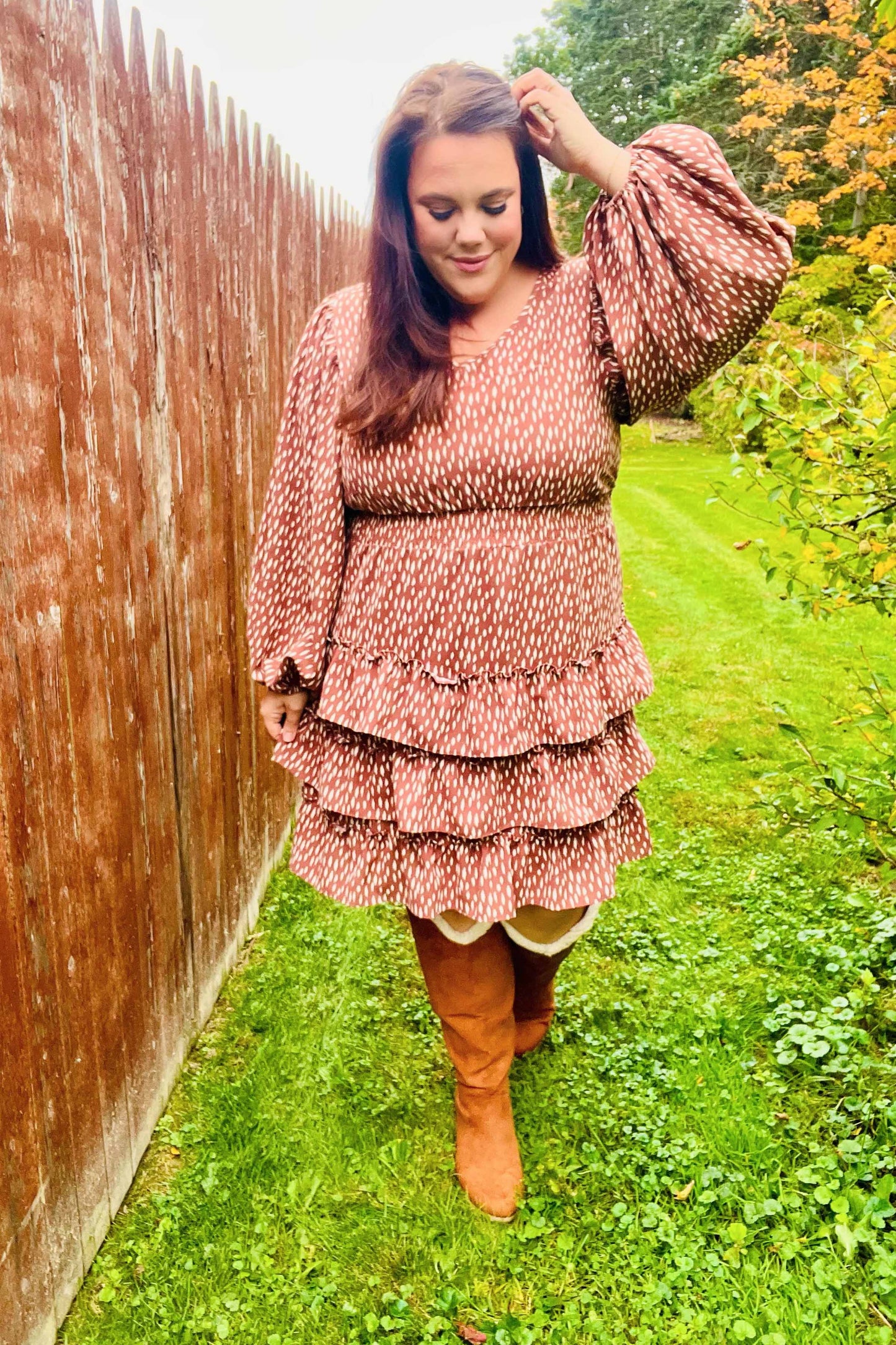 Feminine Flair Terracotta Leopard Dress