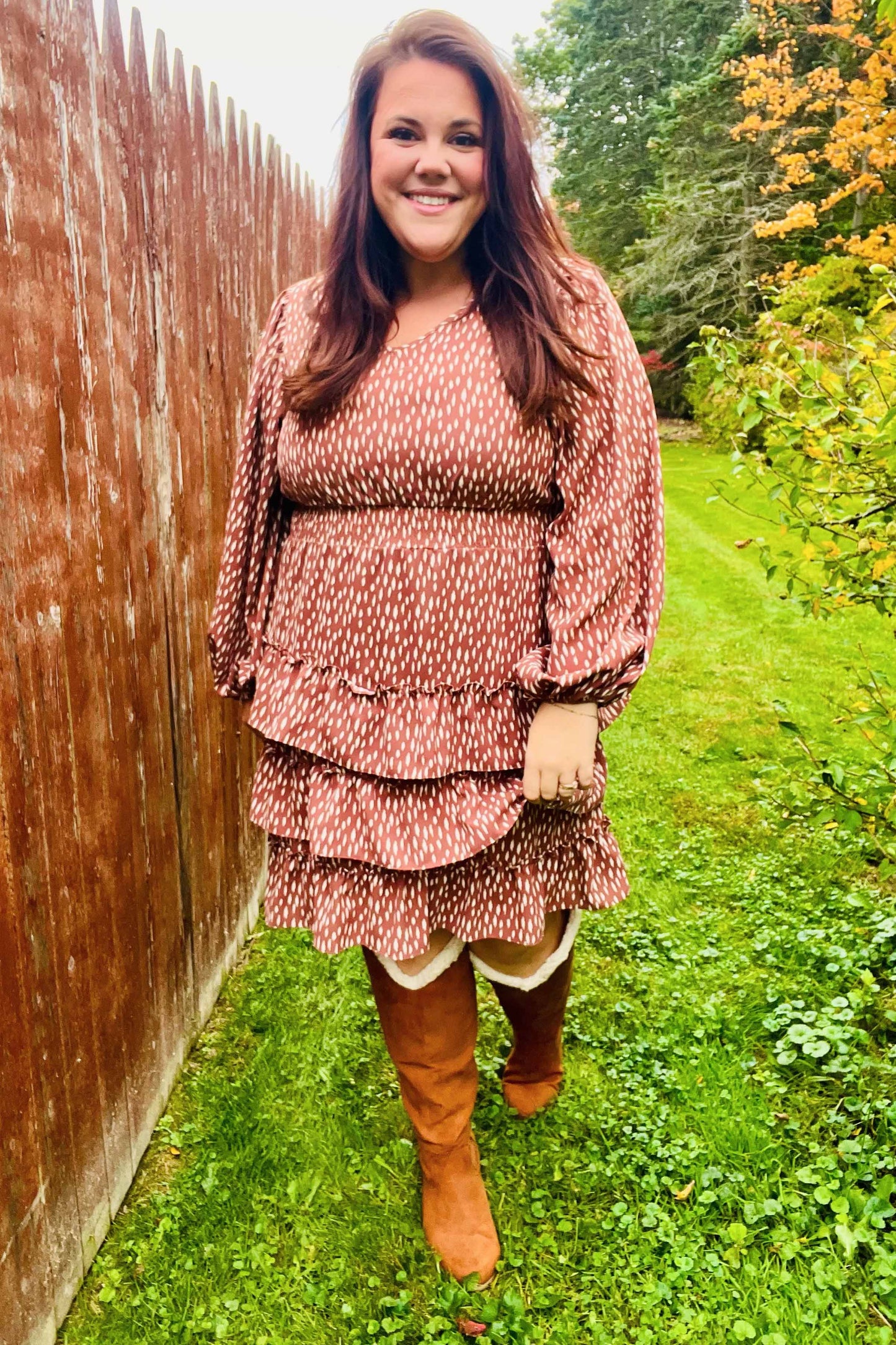 Feminine Flair Terracotta Leopard Dress