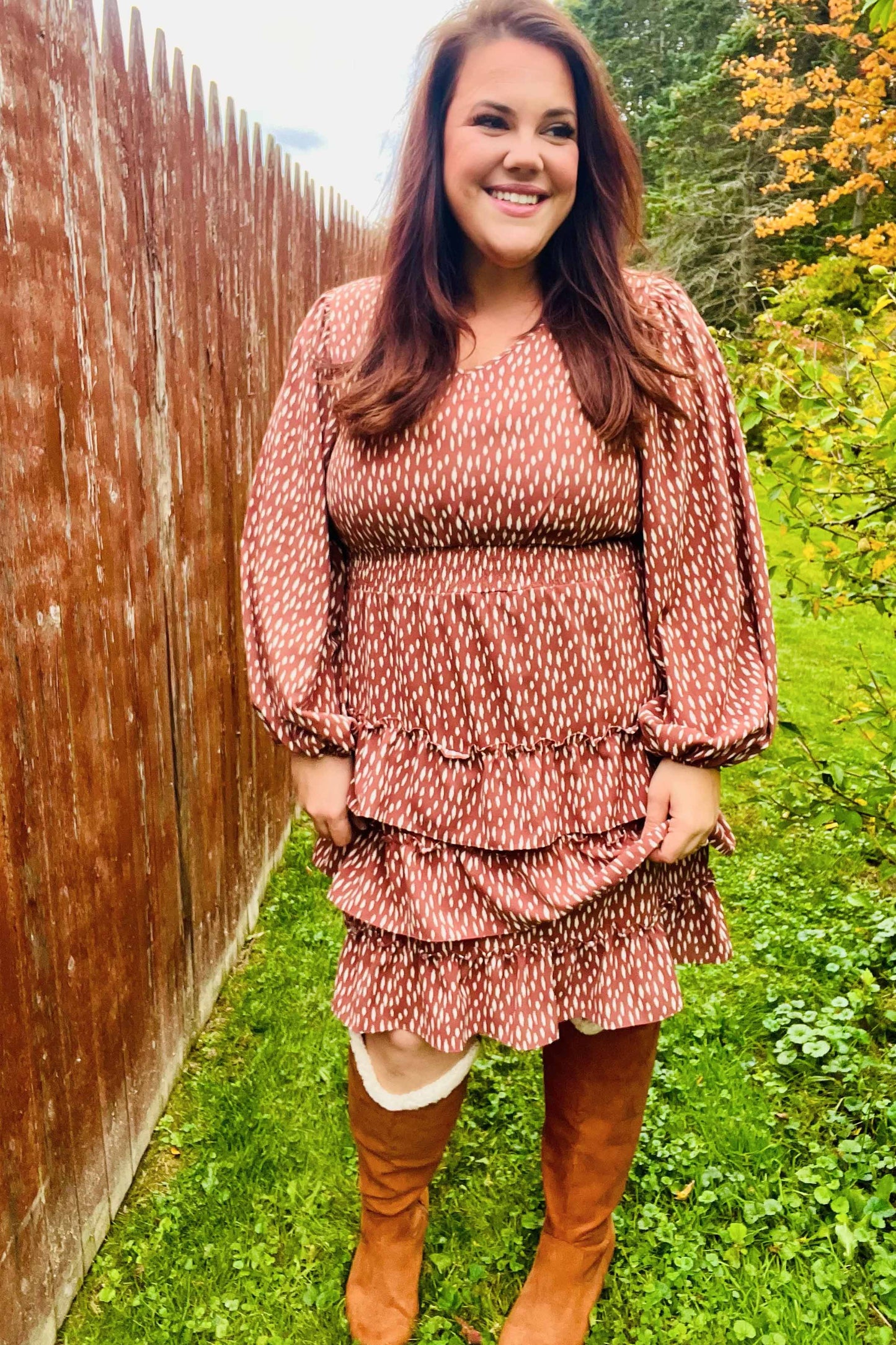 Feminine Flair Terracotta Leopard Dress