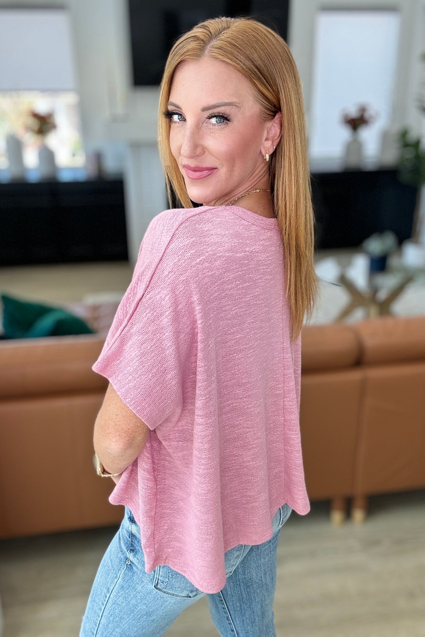 Let Light be Light Oversized Top | Light Rose