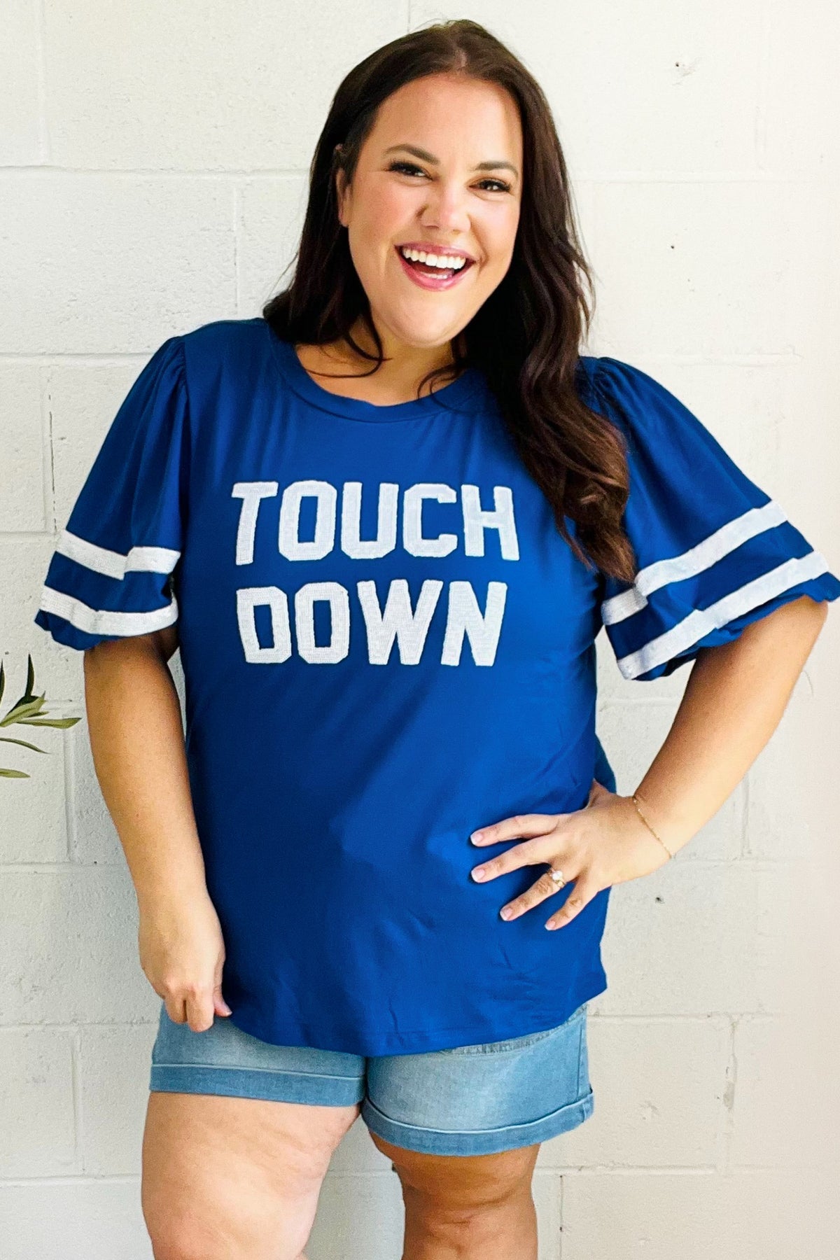 Stand Out Touchdown Sequin Game Day Top