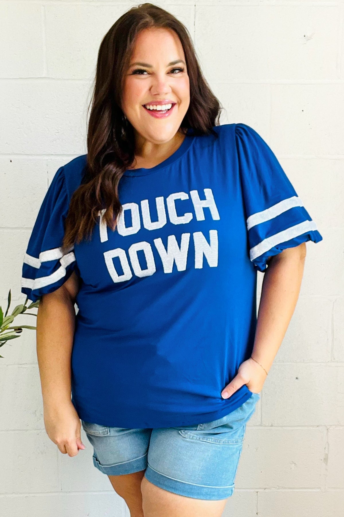 Stand Out Touchdown Sequin Game Day Top