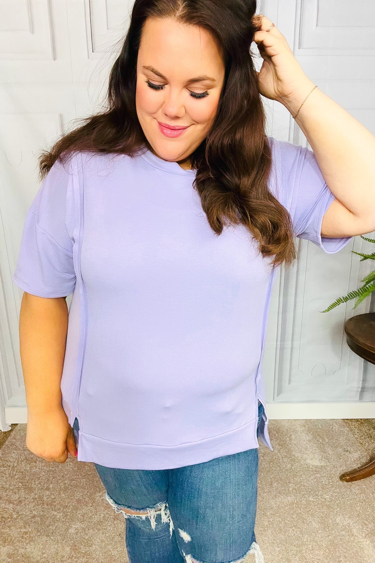 Perfectly Poised Lilac French Terry Top