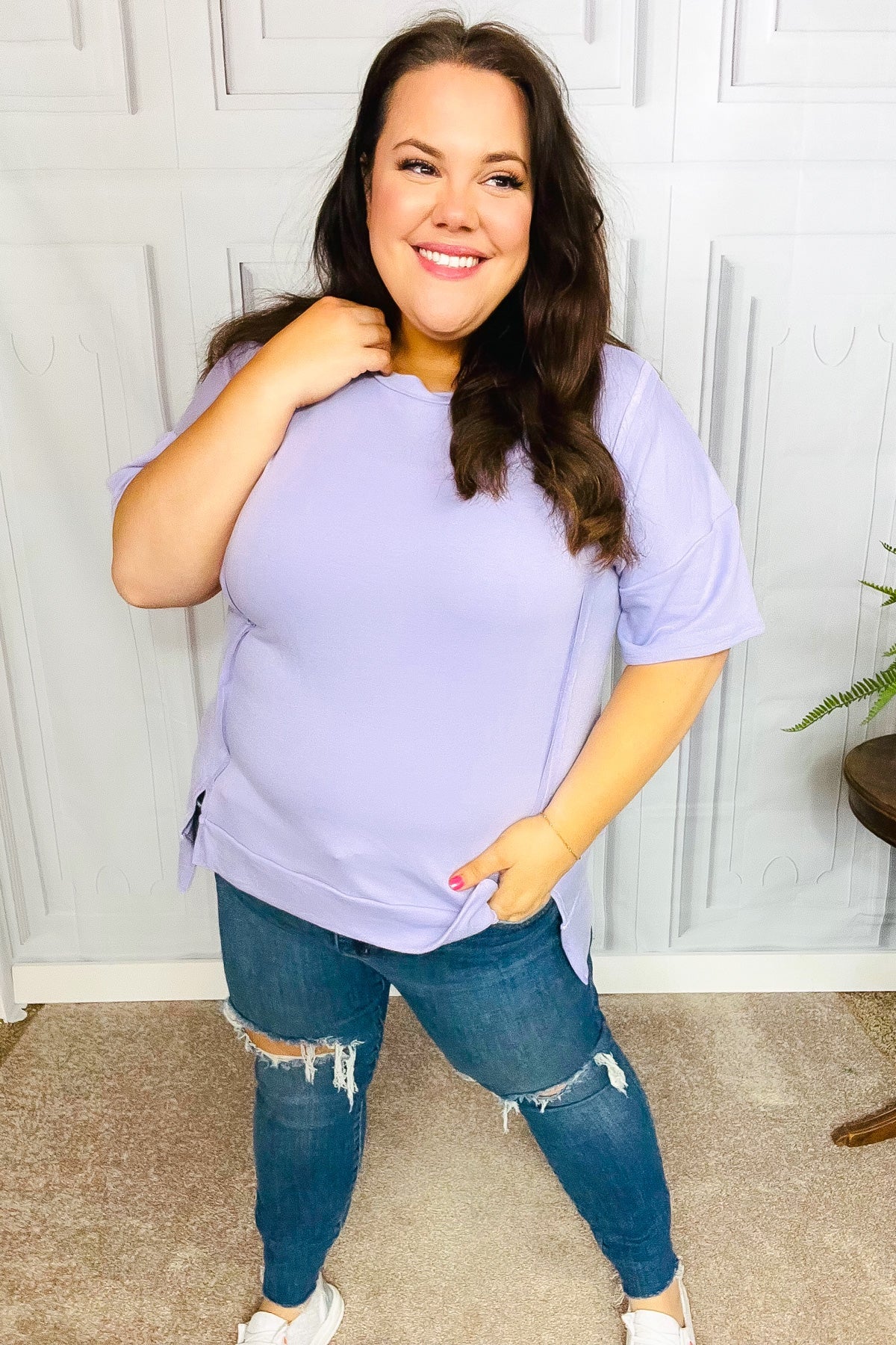 Perfectly Poised Lilac French Terry Top