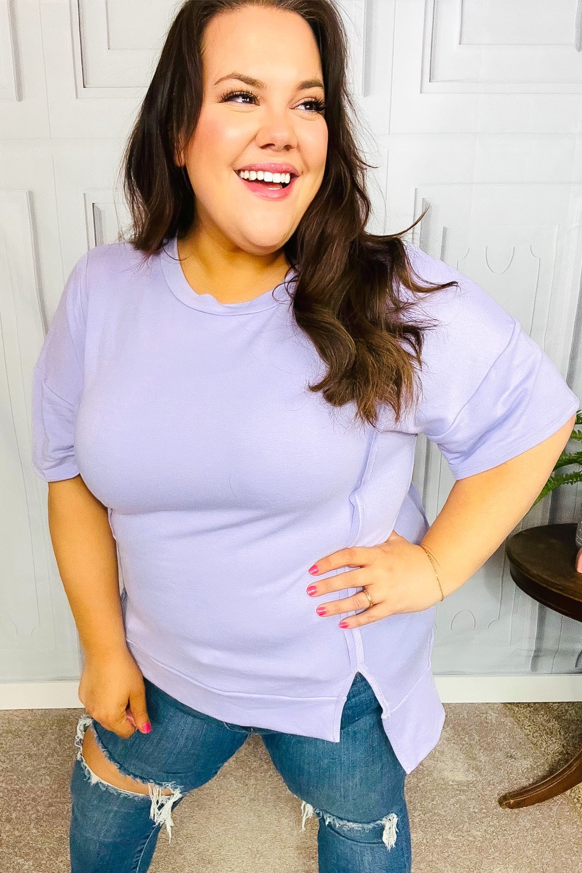 Perfectly Poised Lilac French Terry Top