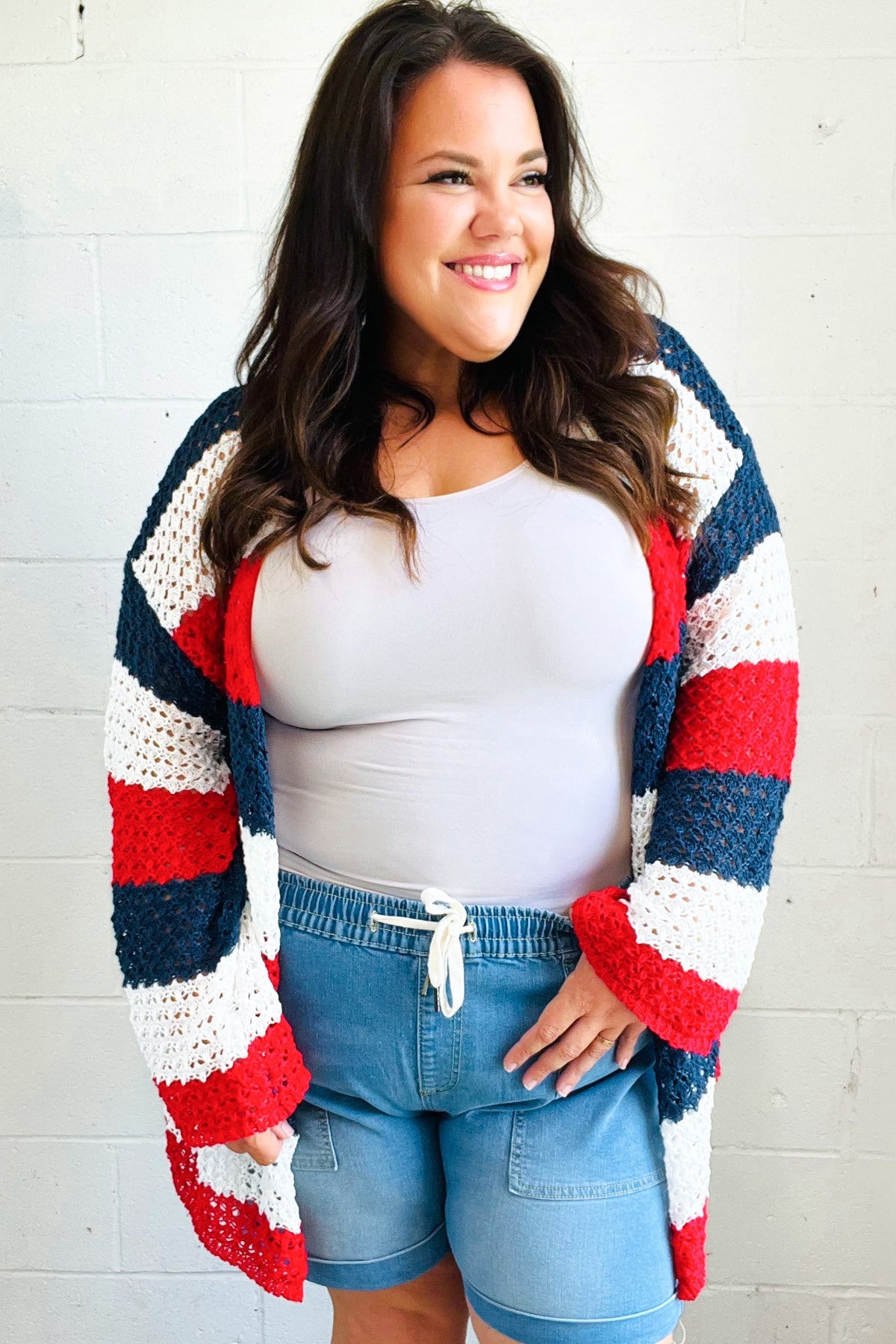 Simply Patriotic Striped Crochet Cardigan