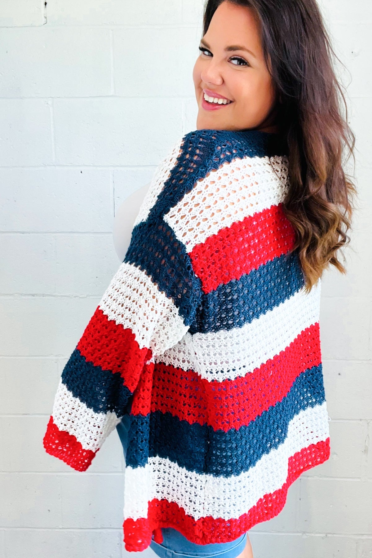 Simply Patriotic Striped Crochet Cardigan