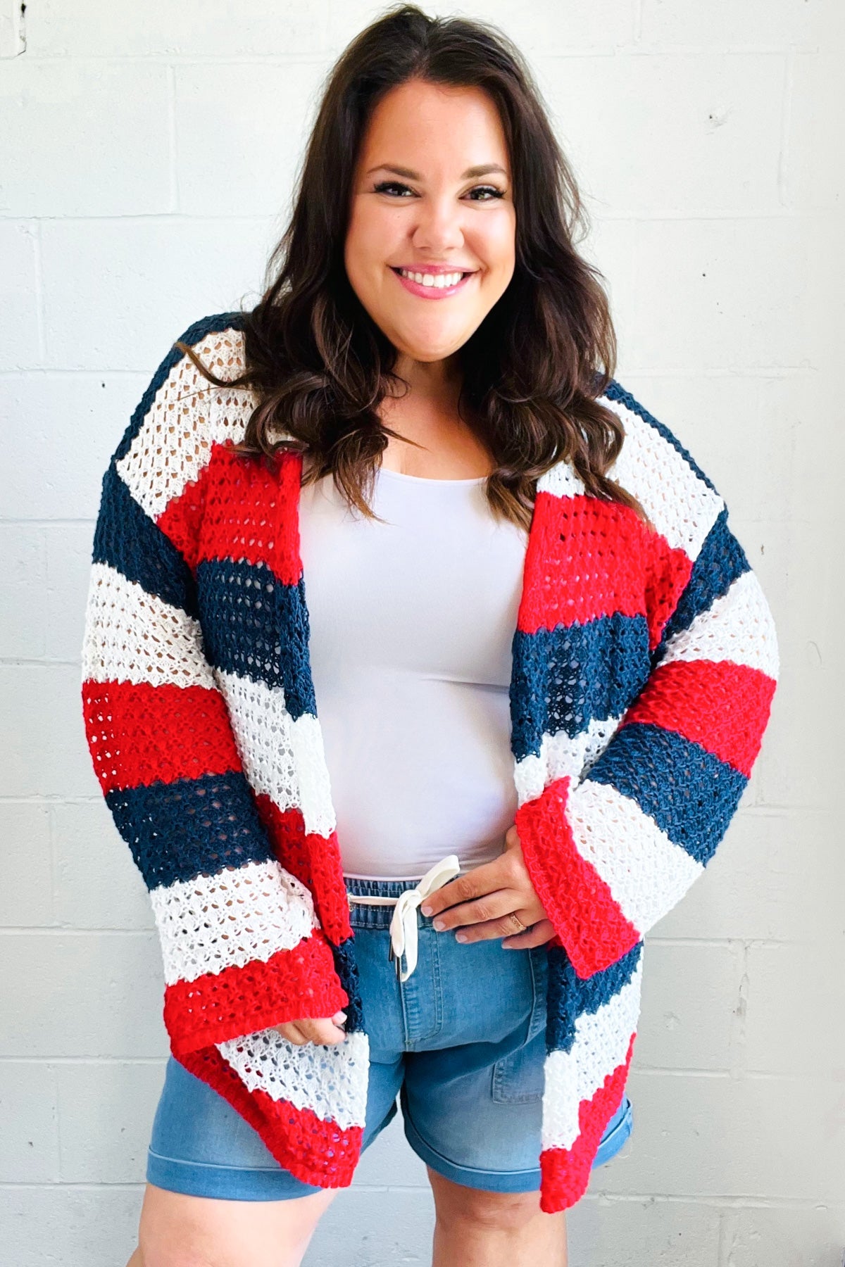 Simply Patriotic Striped Crochet Cardigan