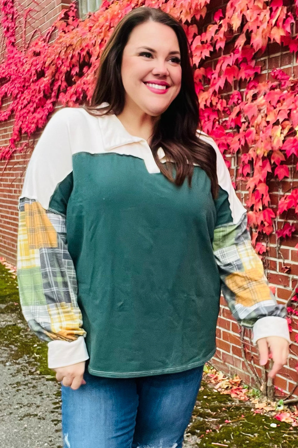 Fall For You Plaid Terry Top