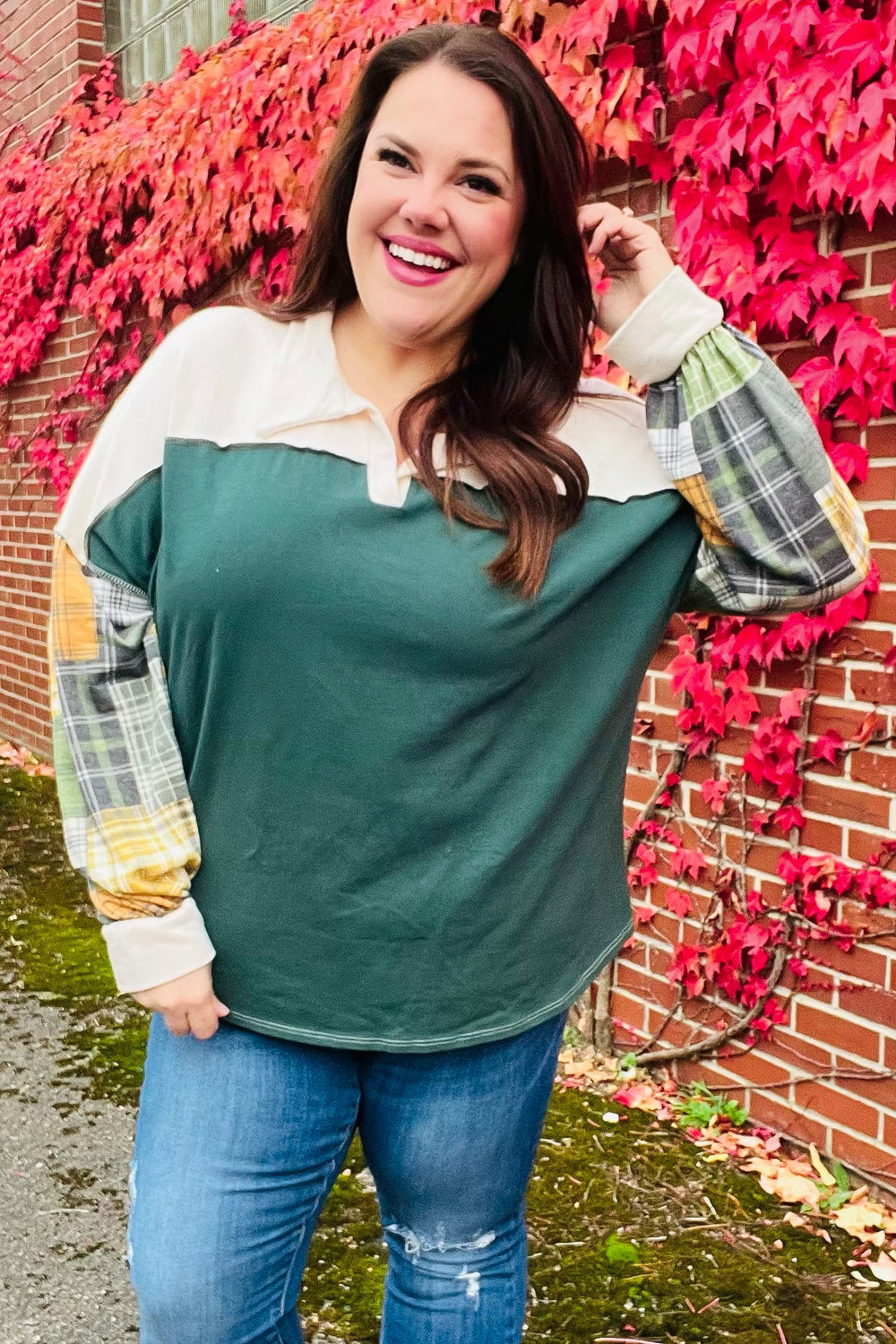 Fall For You Plaid Terry Top