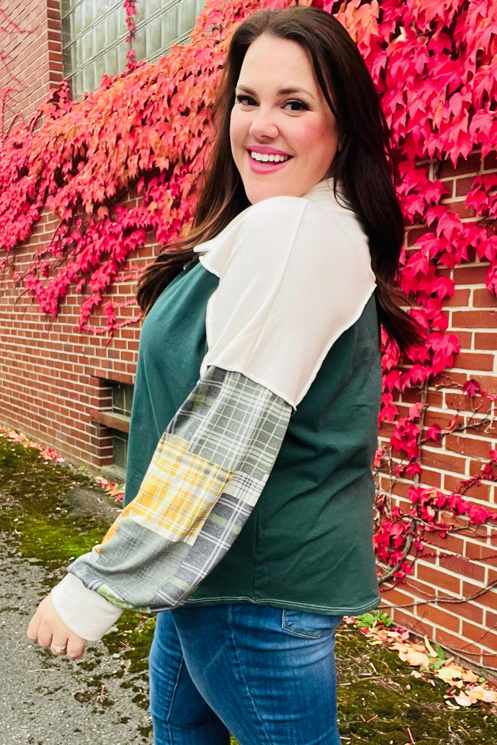 Fall For You Plaid Terry Top