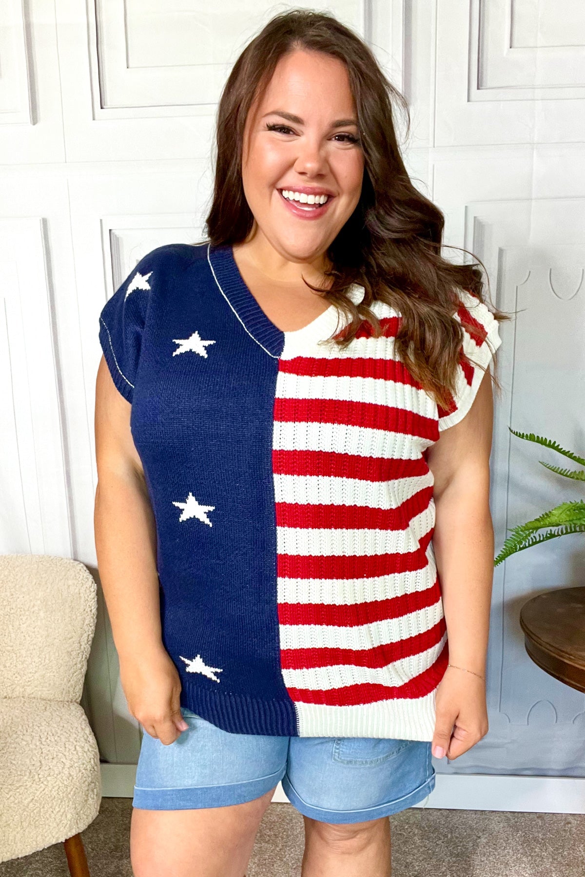 Stars & Stripes Americana Dolman Sweater Top