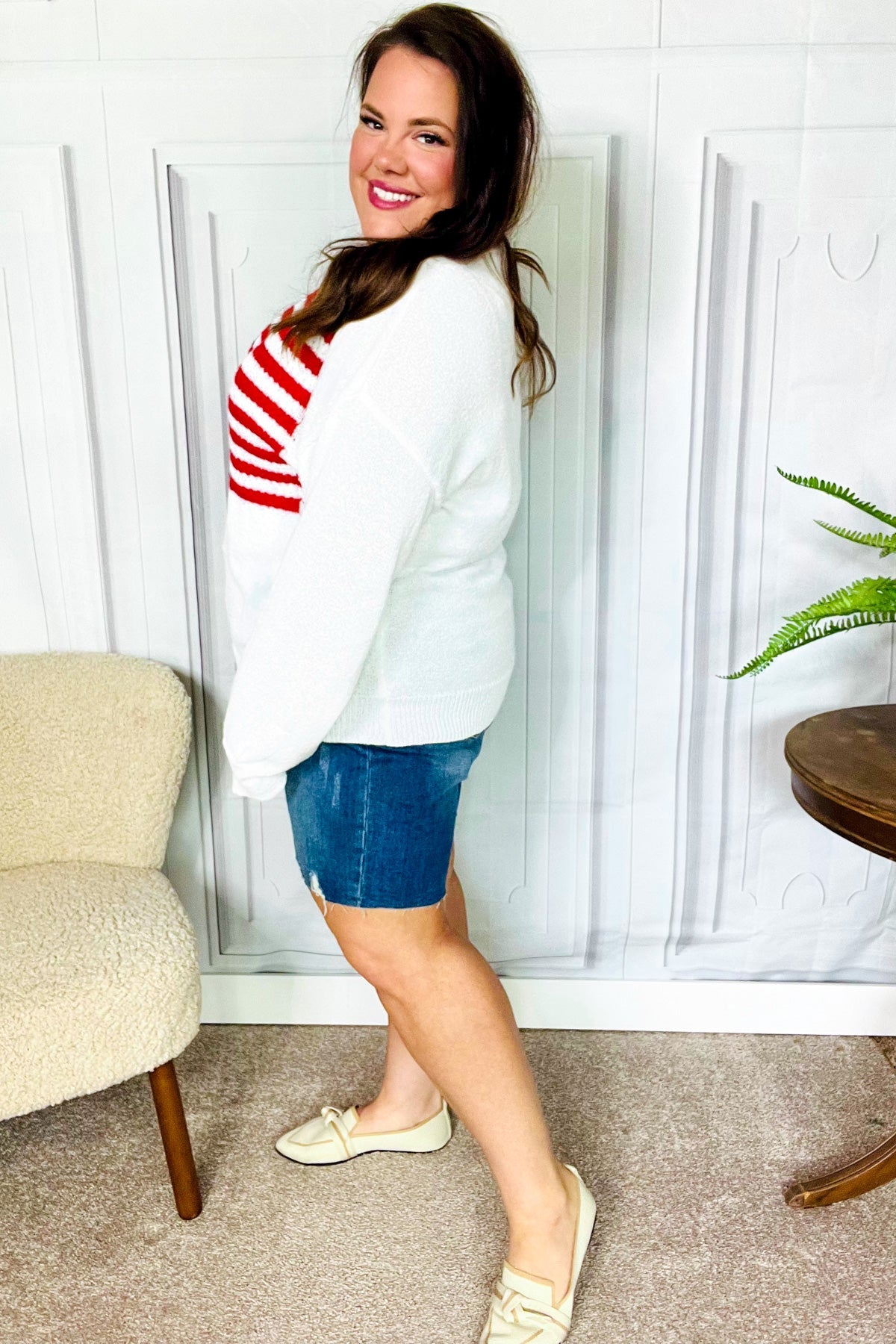 American Flag Oversized Knit Sweater