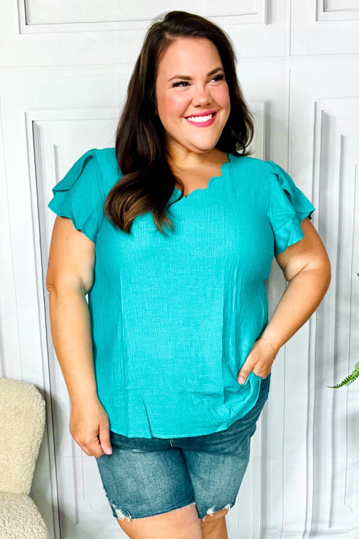 Eyes On You Scalloped Top