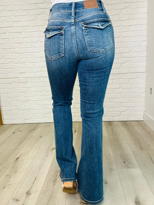 Ariana High-Rise Double Button Flare Jeans | Judy Blue