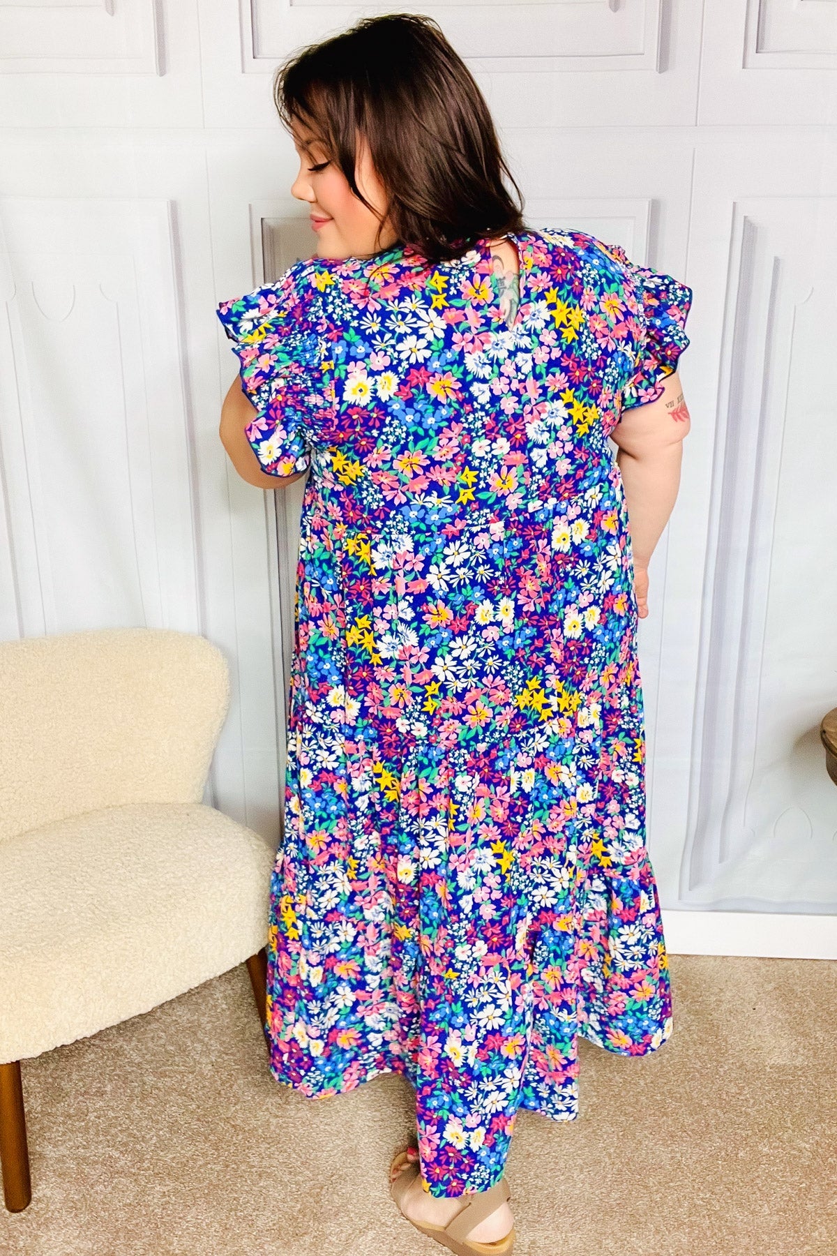 Just A Dream Floral Ruffle Maxi Dress