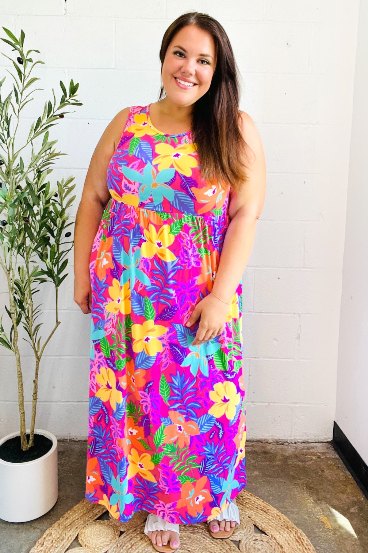 Diva Dreams Tropical Floral Fit & Flare Maxi Dress