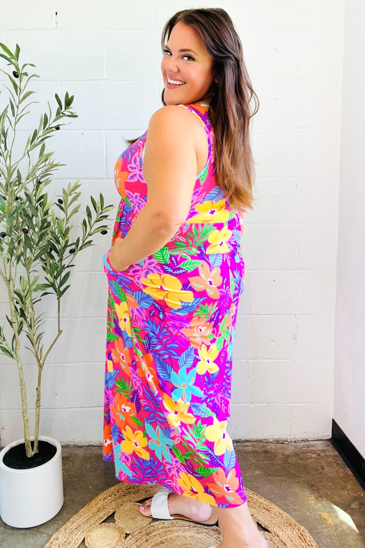 Diva Dreams Tropical Floral Fit & Flare Maxi Dress