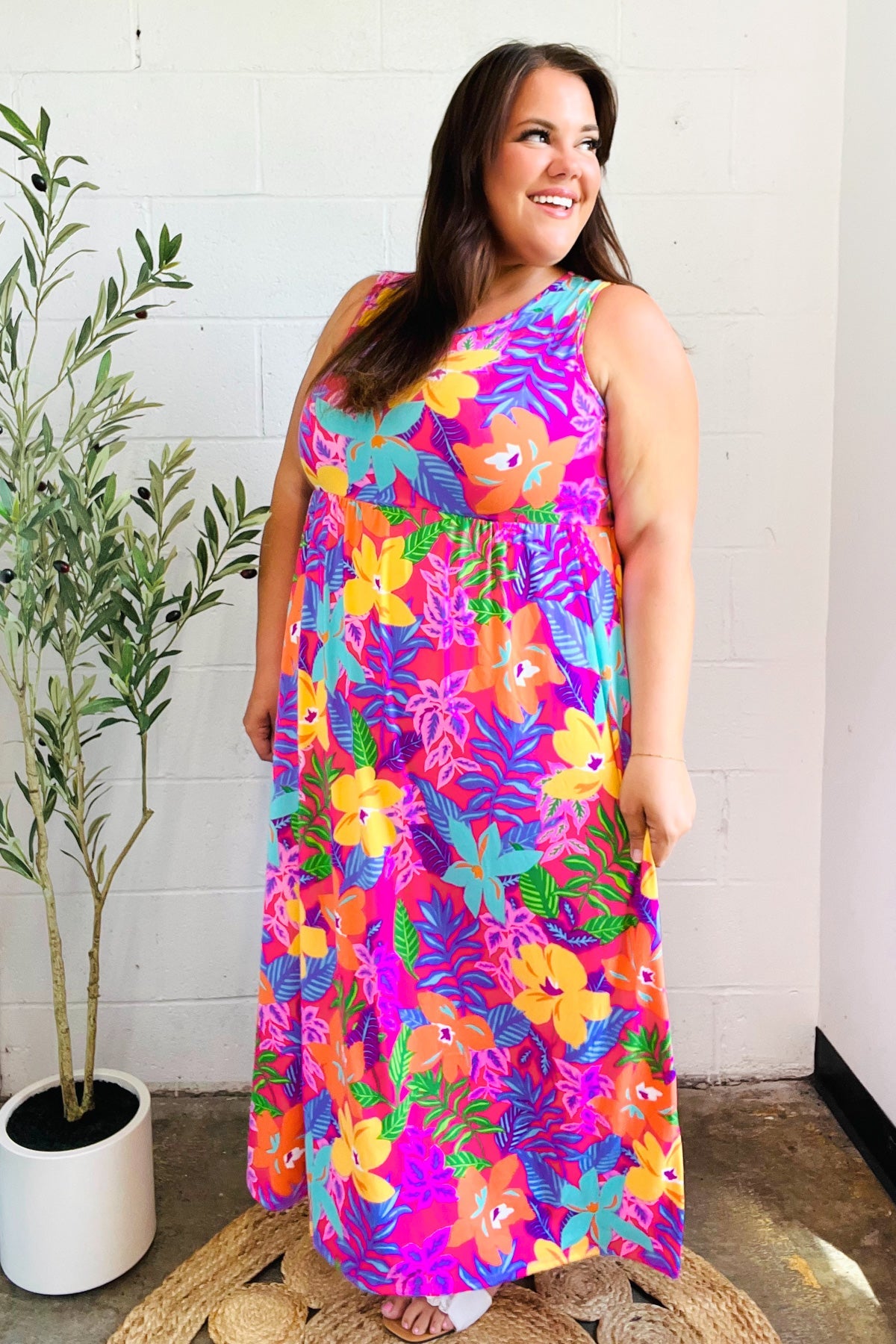 Diva Dreams Tropical Floral Fit & Flare Maxi Dress