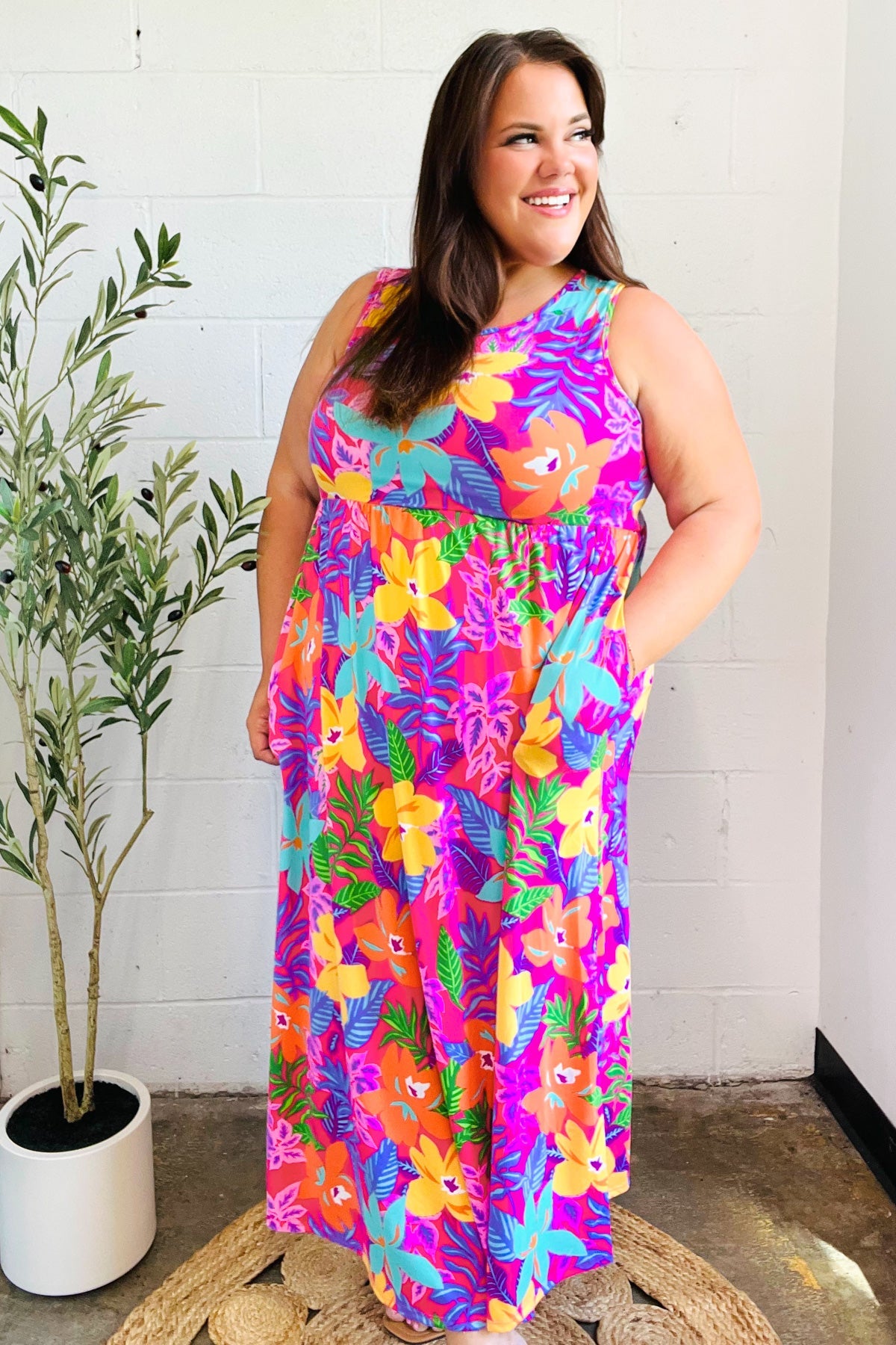 Diva Dreams Tropical Floral Fit & Flare Maxi Dress