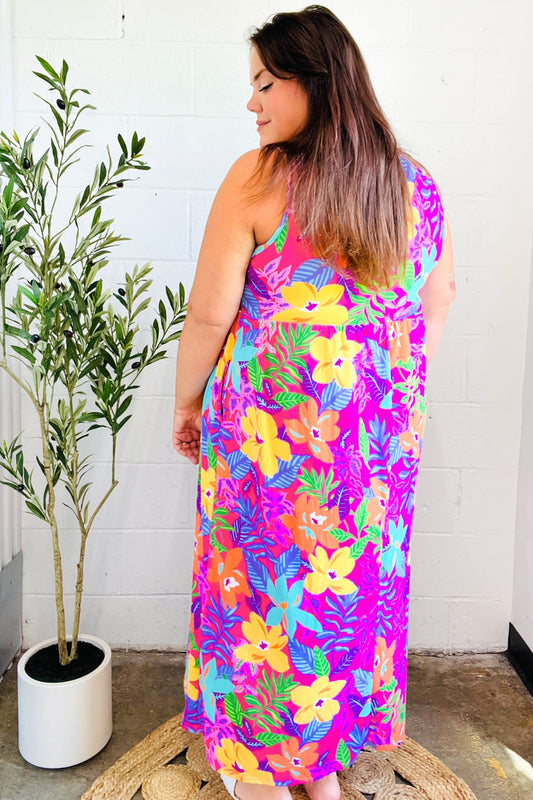 Diva Dreams Tropical Floral Fit & Flare Maxi Dress