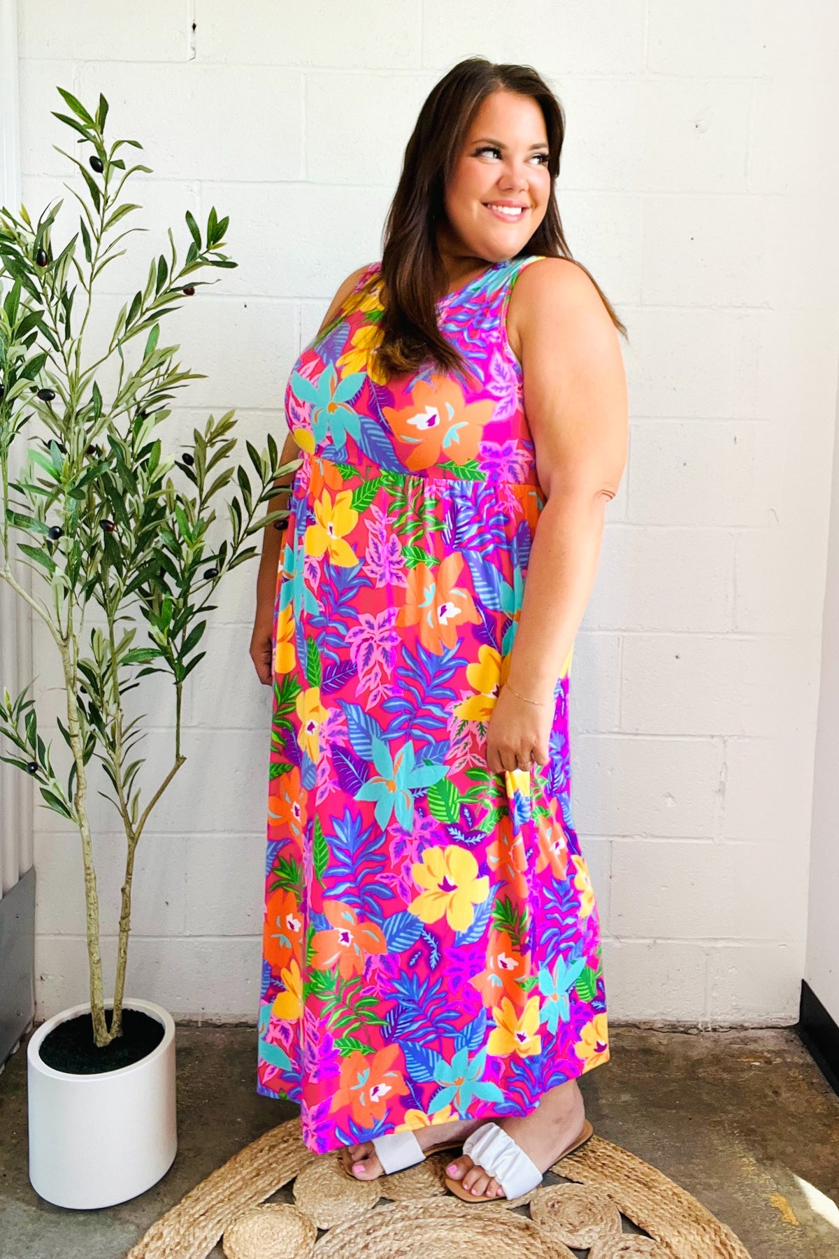 Diva Dreams Tropical Floral Fit & Flare Maxi Dress