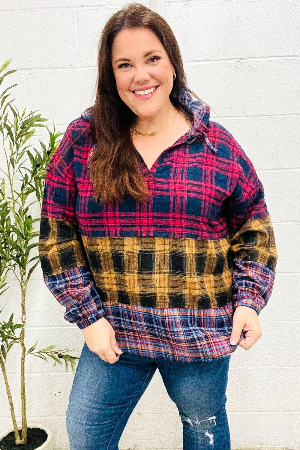 Holiday Ready Plaid Flannel Hoodie