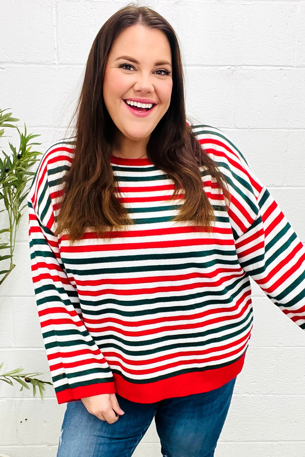 Christmas Striped Oversized Sweater