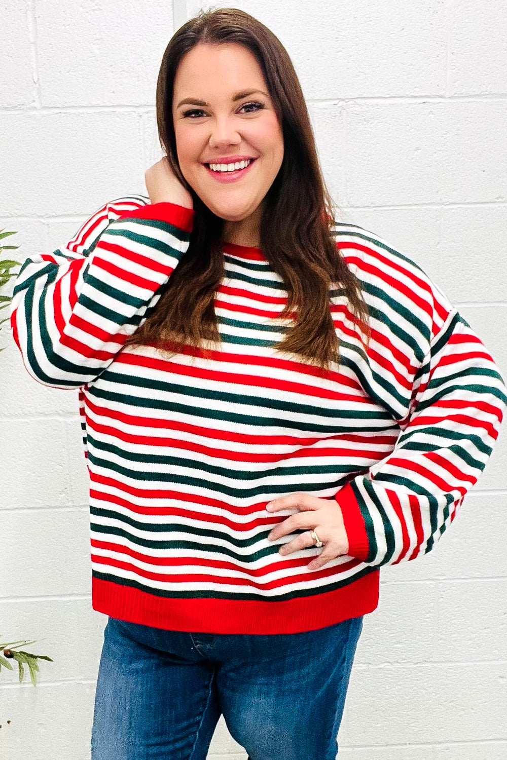 Christmas Striped Oversized Sweater