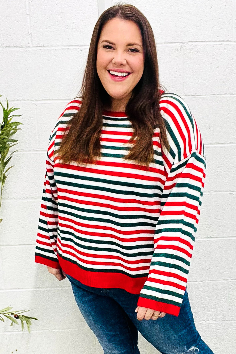 Christmas Striped Oversized Sweater