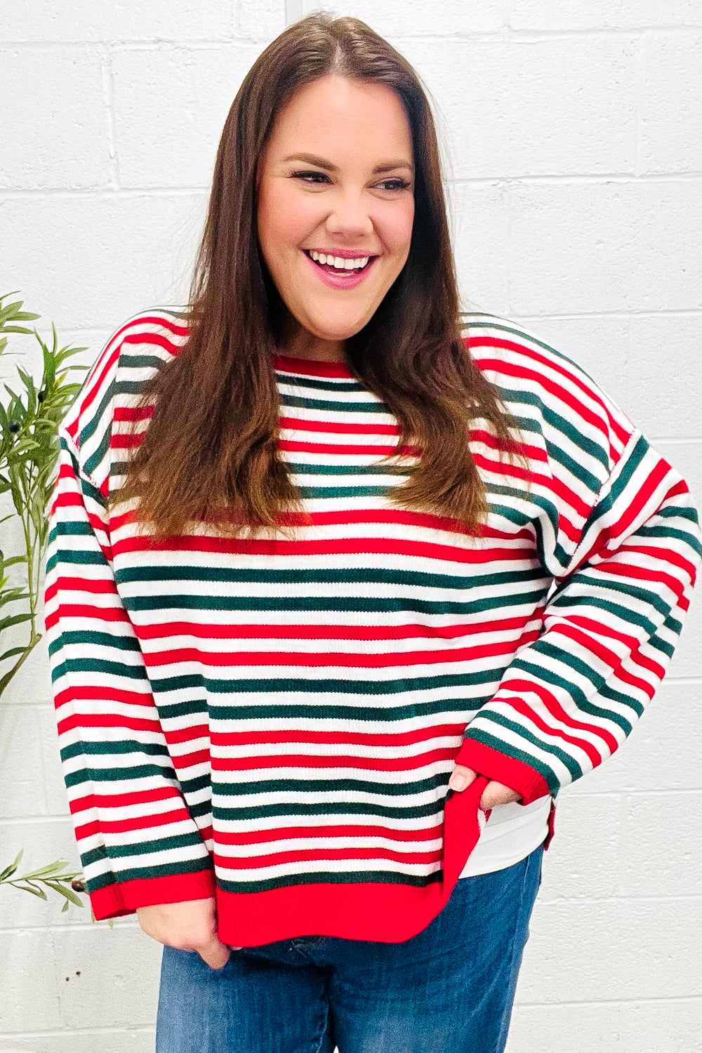 Christmas Striped Oversized Sweater