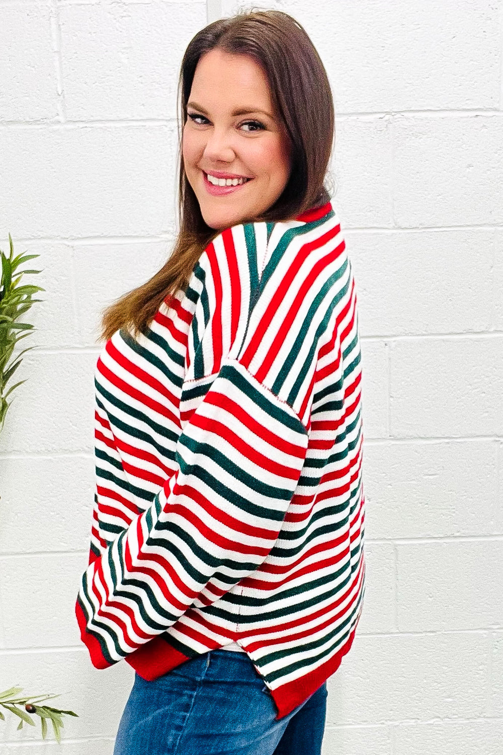 Christmas Striped Oversized Sweater