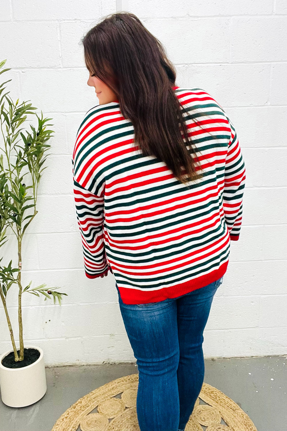 Christmas Striped Oversized Sweater