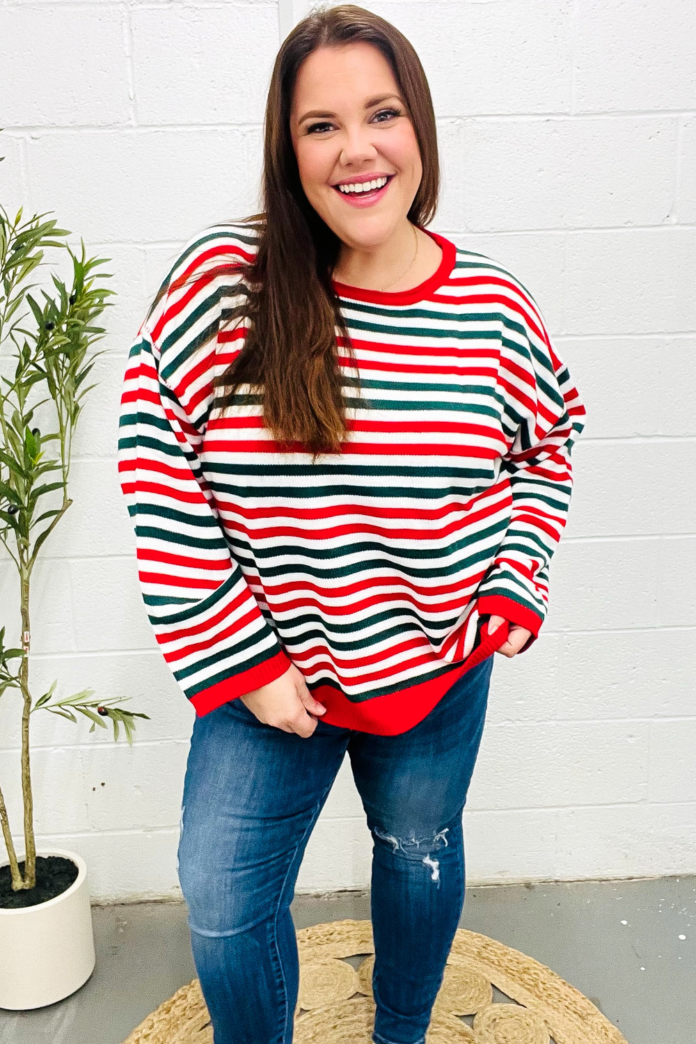 Christmas Striped Oversized Sweater