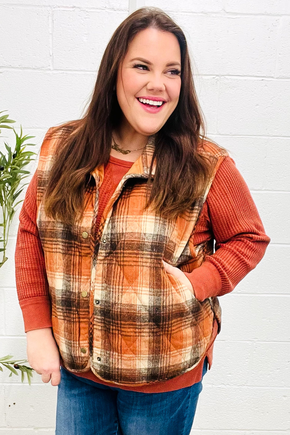 Put Together Plaid Quilted Puffer Vest