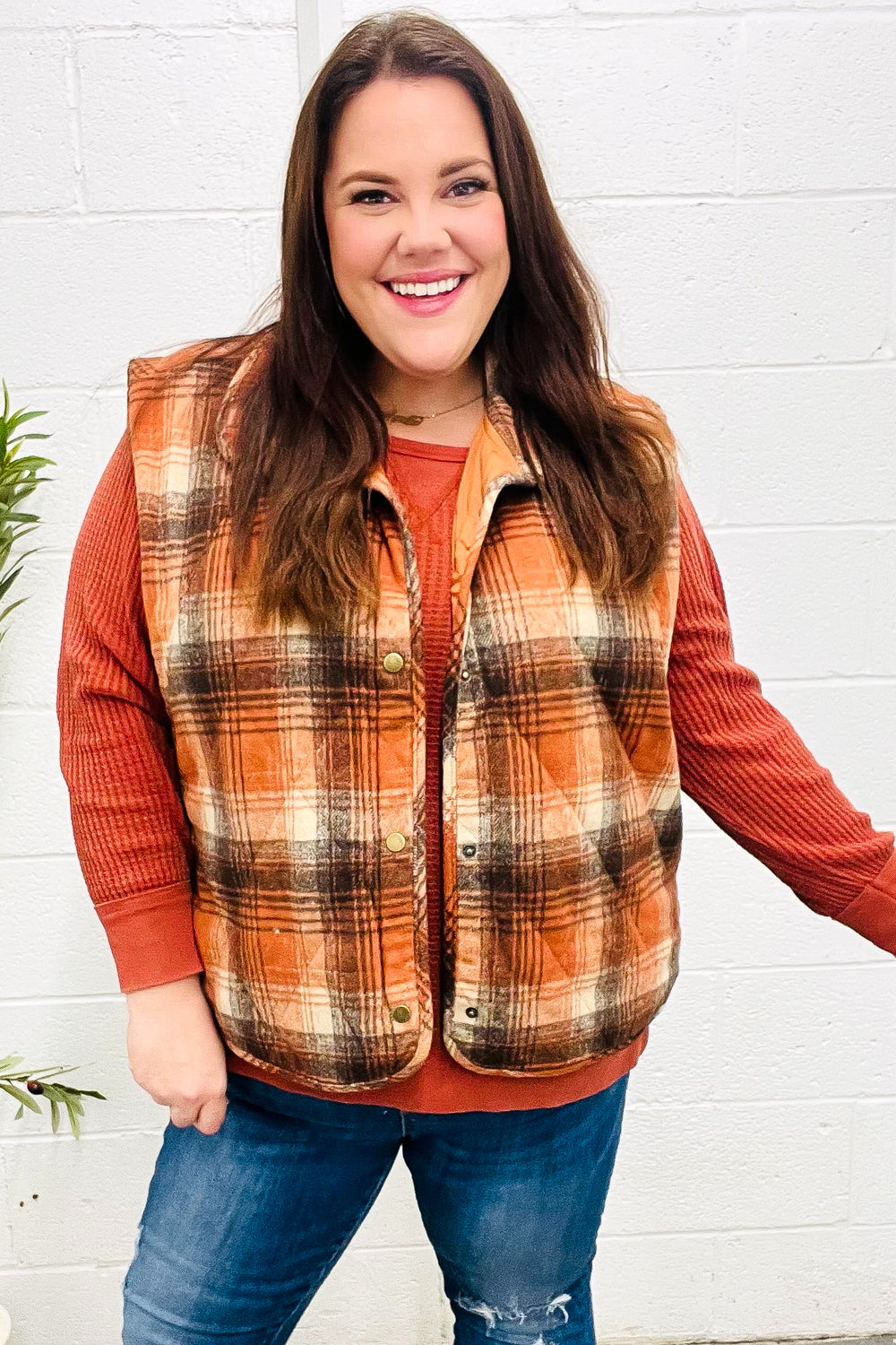 Put Together Plaid Quilted Puffer Vest