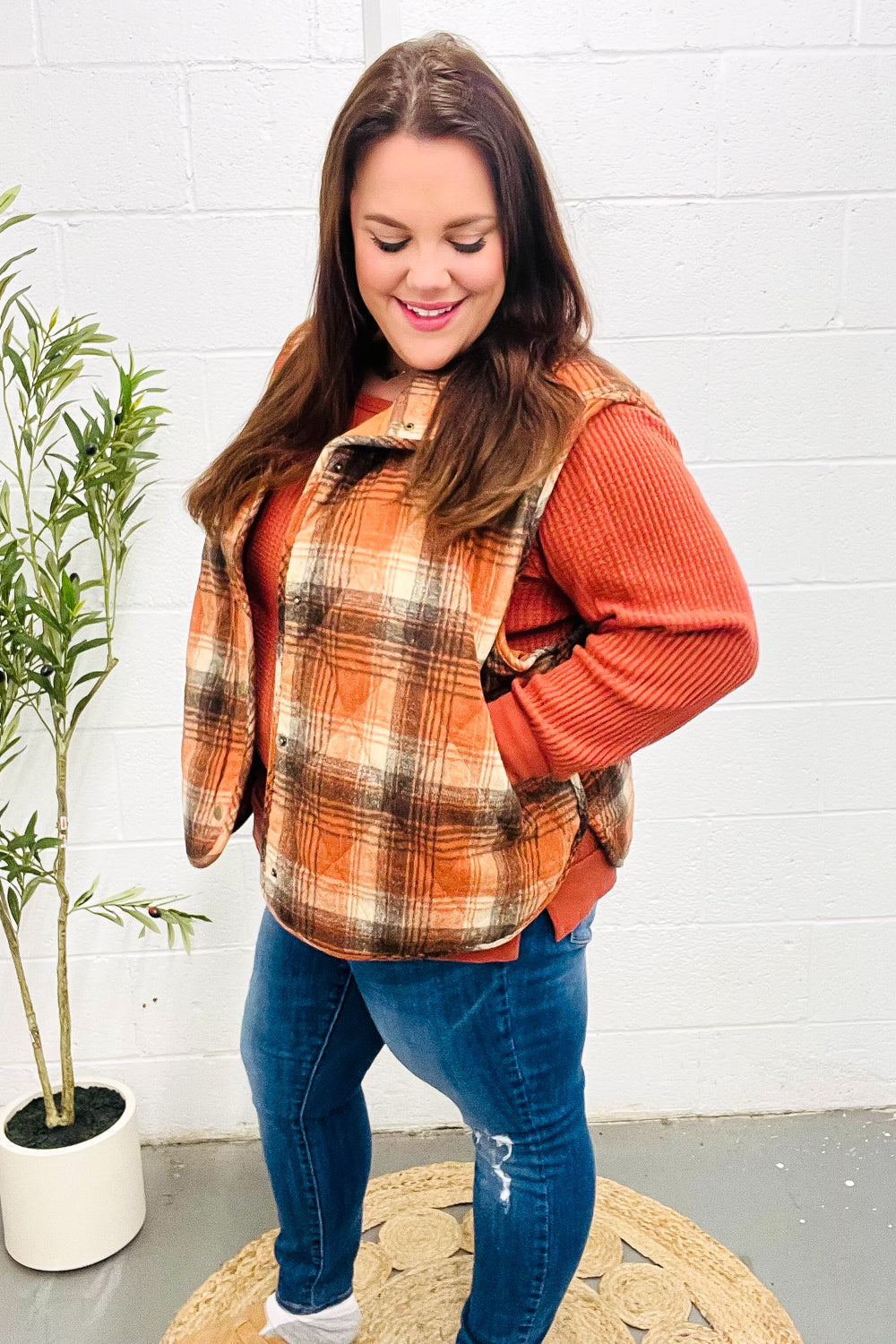 Put Together Plaid Quilted Puffer Vest