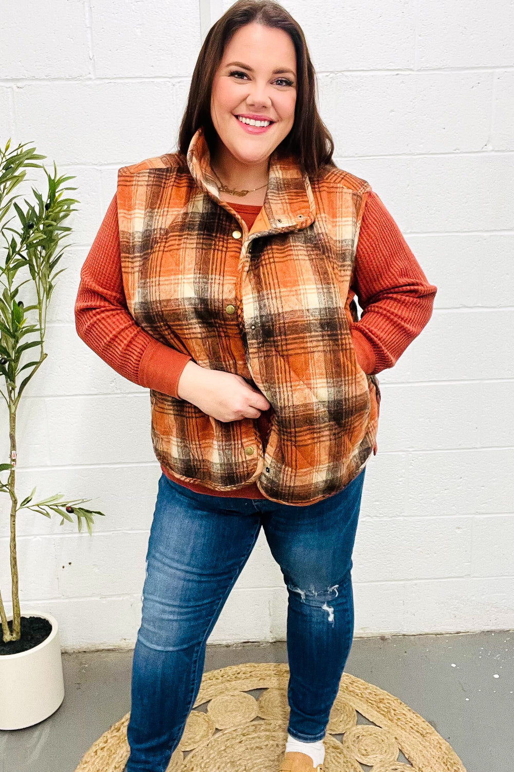 Put Together Plaid Quilted Puffer Vest