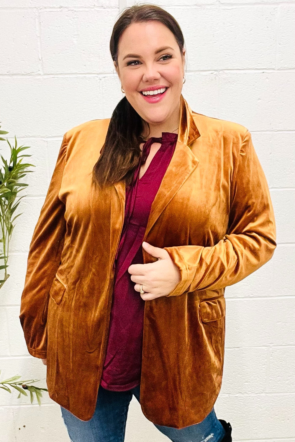 Holiday Stunner Velvet Lapel Blazer