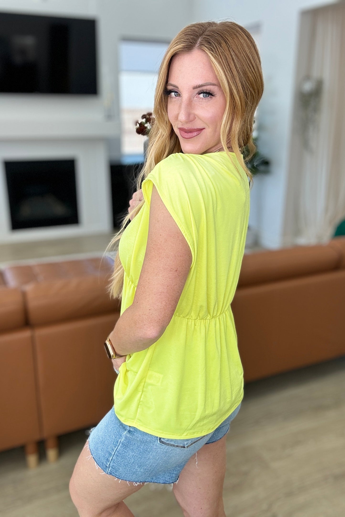 Rhea Peplum Top | Neon Yellow