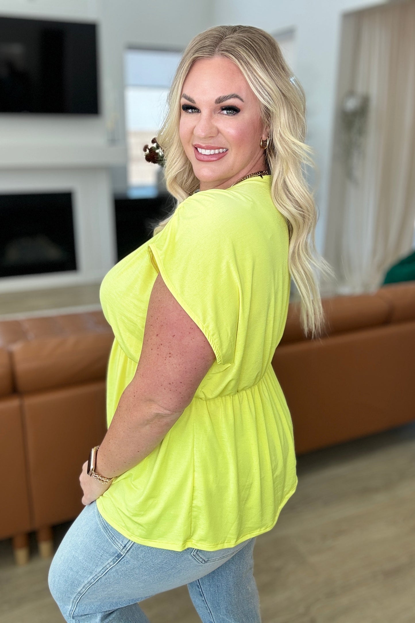 Rhea Peplum Top | Neon Yellow